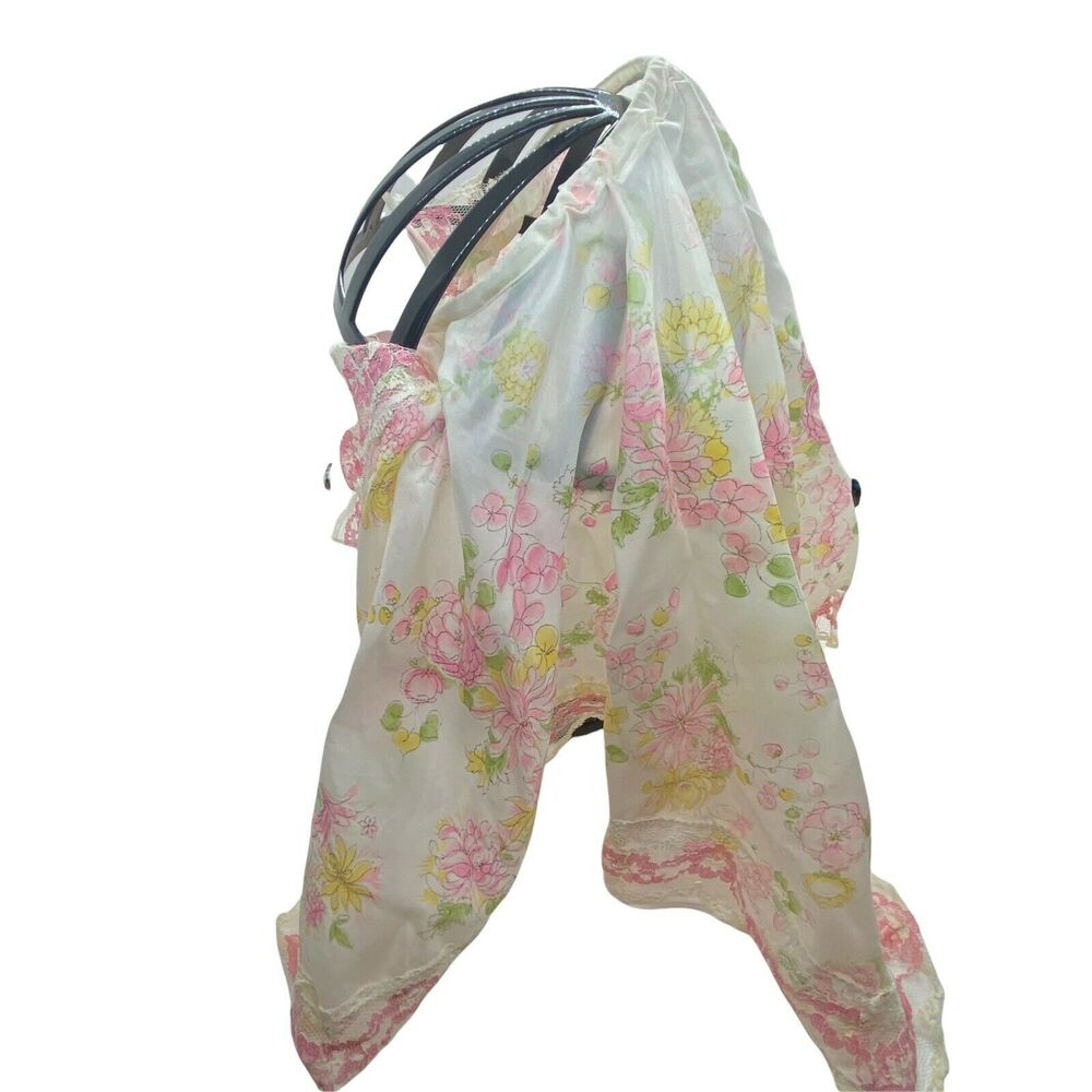Scarf for Church Vintage 60s Womens Pink Floral Classic Small Head Band Shoulder - Picture 3 of 12